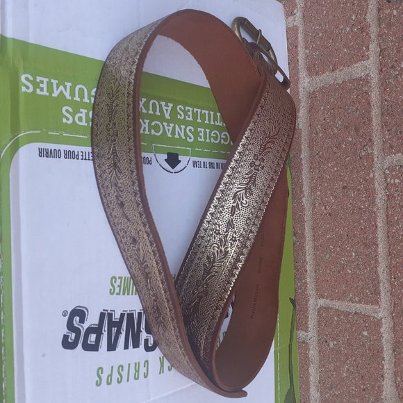 Leather Belt Mediterranean Handtooled designs 100%LEATHER in GOLDEN BROWN  34" - Picture 3 of 6